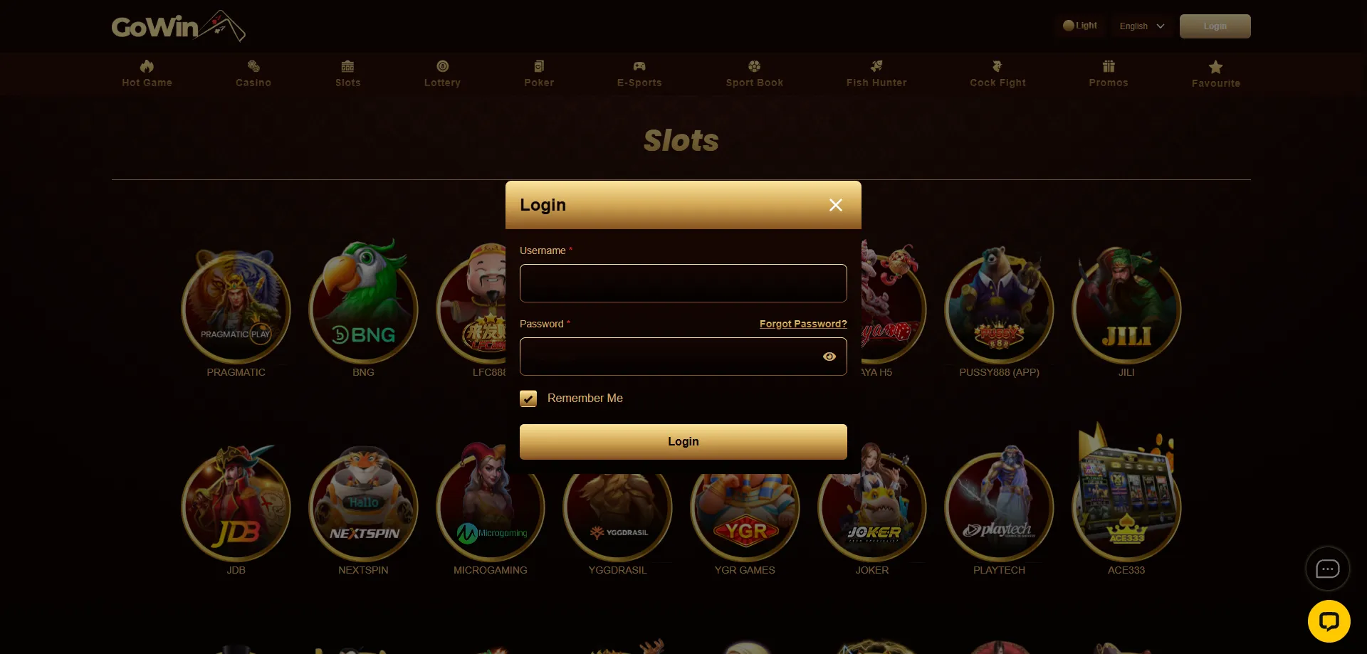Gowin casino secure login page for existing BD account holders