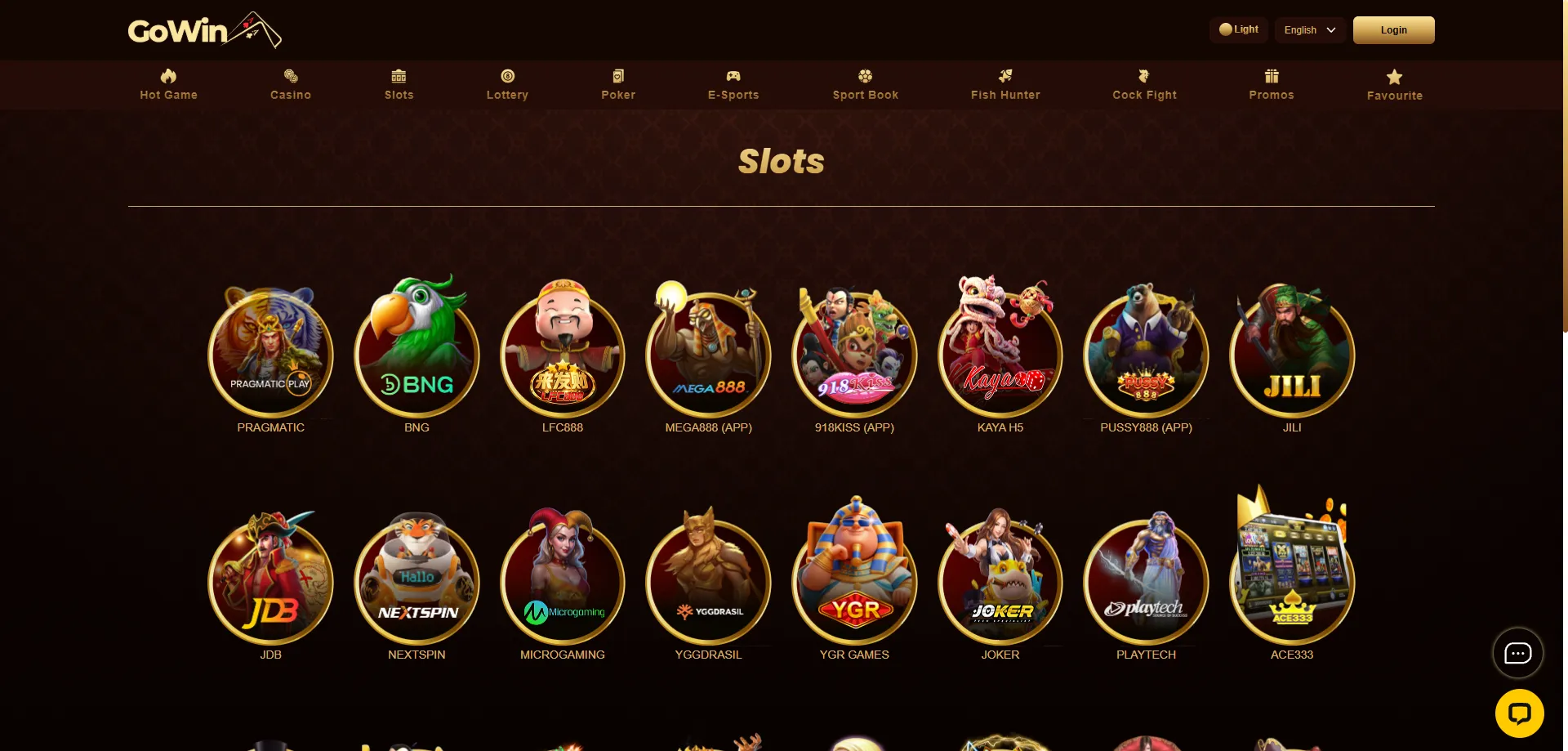 Browse 1200 plus slot and live casino games at Gowin casino BD